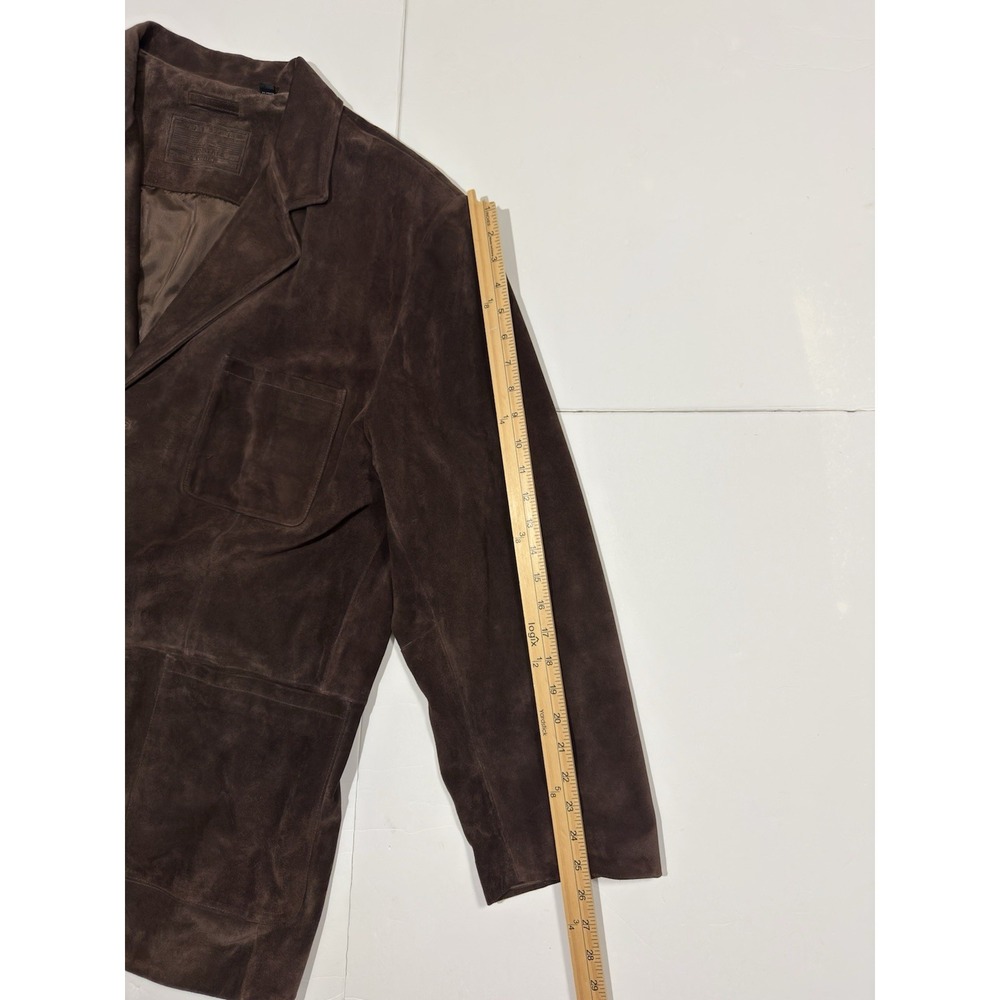 Roundtree & Yorke Mens Long Brown Suede Leather Jacket Coat Trench Size XXL City - Picture 9 of 15